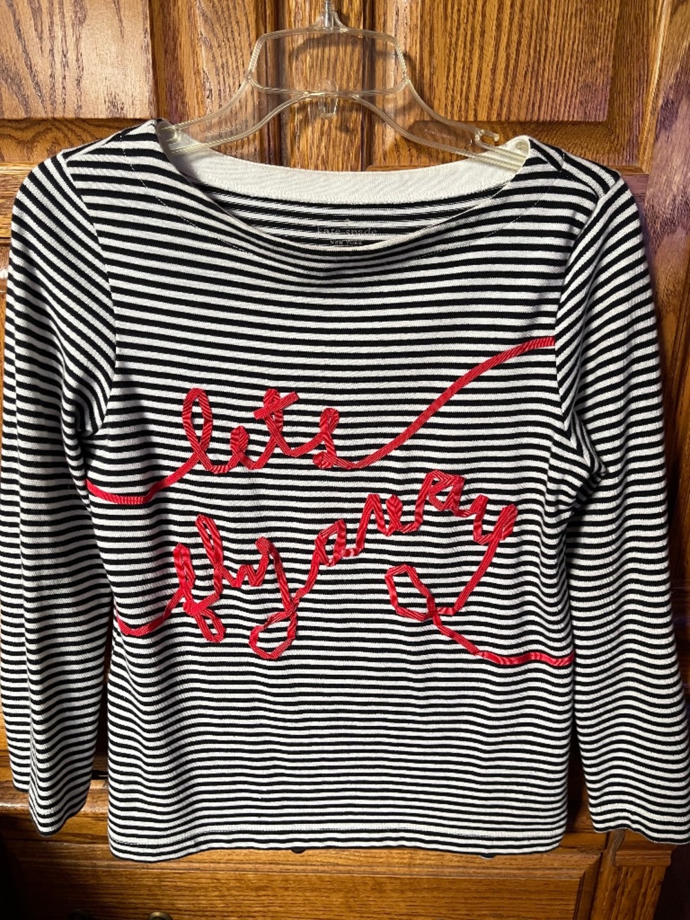 Kate Spade York Striped Long Sleeve Graphic , Lets Fly Away